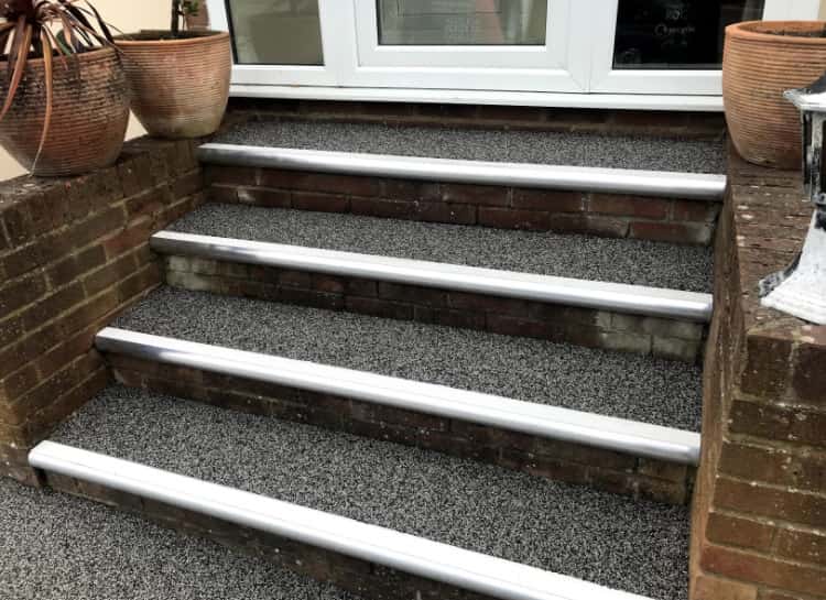 This is a photo of a Resin bound stair path carried out in Oldham. All works done by Oldham Resin Driveways